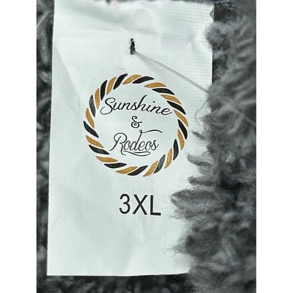 Sunshine & Rodeos Womens 3XL Grey Sherpa Vest Red Buffalo‎ Plaid Monogram K NEW